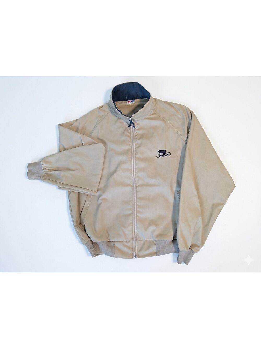Vintage Swingster DeKalb Jacket Mens Large Made in USA Tan Zip Up Windbreaker...